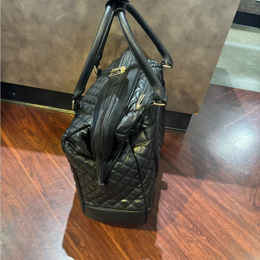Quilted Black Rolling Laptop Tote - Picture 3 of 8